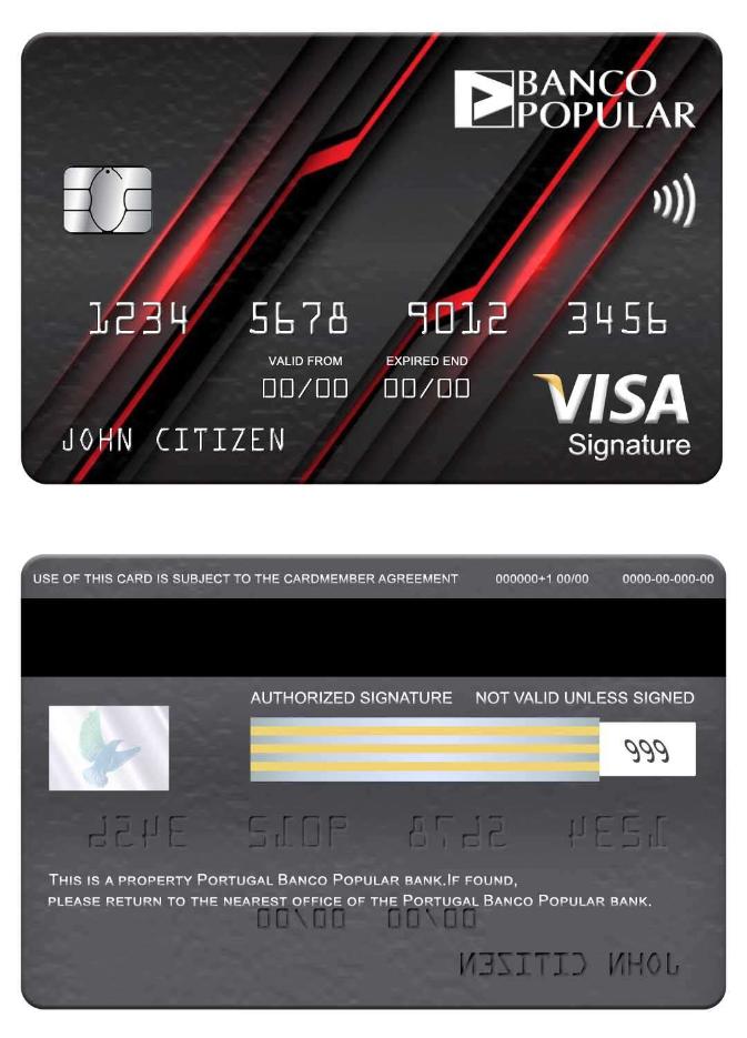 Portugal Banco Popular bank visa signature card